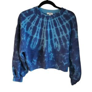 AGolde Women's Blue Tie Dye Sweatshirt Size Small Balloon Sleeve Cropped Relaxed